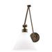 1 Light Farmhouse Swing Arm Wall Sconce with White Glass-19 inches H By 8 inches W-Old Bronze Finish Bailey Street Home 116-Bel-673353