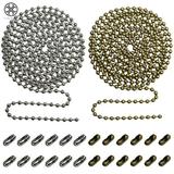 Luxtrada Beaded Pull Chain Extension with Connector for Ceiling Fan or Light (2pc in One Package) 10 Feet Beaded Roller Chain with 12 Matching Connectors Each (3mm Diameter Bronze&Silver)