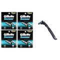 Compatible Razor Handle + Gillette Sensor Refill Razor Blade Cartridges 10 Ct (Pack of 4)