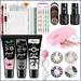 46pcs/set Nail Art Extension Kit Nail Gel Starter Kit Poly Nail Gel Set Nail Brush Set 3 Colors Poly Nail Gel Kit Nail Painting Manicure Set SET B