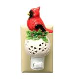 Christmas Cardinal W/Holly Night Light Red Bird Electric Plug-In Mx181439