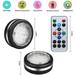 AMERTEER Wireless Puck Lights Remote Cabinet Light Black LED Stick On Lights RGB Under Counter Lighting with Remote Control Battery Operated Closets Light 6 Pack