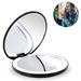 Compact Rechargeable Lighted Makeup Mirror for Travel Purse and Handbags 1X and 10X Magnifying Handheld Makeup Mirror with 12 LEDs Lights Illuminated Double Side Folding Mirror