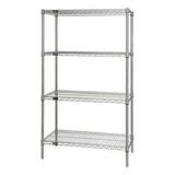 Quantum Storage Wire Shelving 4-Shelf Starter Units - Stainless Steel - 21 x 48 x 74 in. - Stainless Steel