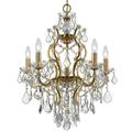 Crystorama Lighting 4455-GA-CL-MWP Filmore - Six Light Chandelier Clear Majestic Wood Polished Antique Gold Finish