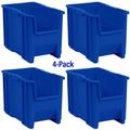 Akro-Mils Stak-N-Store 13014 Large Storage Bins Stackable Heavy Duty Containers 17.5 x11 x12.5 Blue 4-Pack