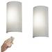 FSLiving Battery Operated Wall Sconce with Remote 11.8 Inches Height Fabric Wall Lamp with 3 Lighting Modes Dimmable Display Lamp with Timer for Bedroom Bathroom Hallway Whiteï¼Œ2 Pack
