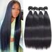 Beauhair 12A Peruvian Sew In Hair Extensions Real Human Hair Straight Bundles Weave Virgin Unprocessed Natural Black (16 18 20 22 inches 4 bundles)