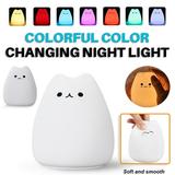 TOPEAK Portable LED Children Night Light Kids Multicolor Silicone Cat Lamp Warm White &7-Color Breathing Dual Light Modes Sensitive Tap Control for Baby Adults Bedroom Decompression Toy Lighting