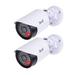 BNT Dummy Fake Security Camera with One Red LED Light at Night for Home and Businesses Security Indoor/Outdoor (2 Pack White)