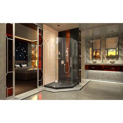 Dreamline DreamLine Prism Lux 36 inch D x 36 inch W x 74 3/4 inch H Frameless Neo-Angle Hinged Shower Enclosure in Chrome with Black Shower Base Kit DL-6050-88-01