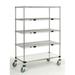 14 Deep x 36 Wide x 60 High 1200 lb Capacity Mobile Unit with 4 Wire Shelves and 1 Solid Shelf