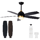 KAPOEFAN Black Ceiling Fan with Lights and Remote 52inch Black and Gold Ceiling Fans with Light Memory Function and Timing for Outdoor/Indoor Living Room Bedroom Patio