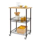 TRINITY BASICSÂ® Bamboo Top Kitchen Cart w/ Basket - Dark Bronze