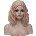 Unique Bargains Wigs for Women 14 Pink Yellow Multicolor Highlight Curly Wig with Wig Cap