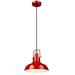 11 inch Farmhouse Pendant Light 1-Light Industrial Hanging Light Fixture Red Finish Metal Dome Shade Metal Pendant Lamp Modern Red Ceiling Pendant Lighting Dining Room Kitchen Island Lights