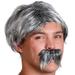 Skeleteen Grey Wig and Mustache - Salt and Pepper Hair Old Person Grandpa Wigs and Mustache Old Man Costume Accessories Set for Boys and Girls