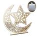 HGYCPP Wooden Ramadan Eid Mubarak Moon Star Islam Hanging Pendant Plate With LED Light Ornament Home Decor DIY Gift