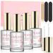 Saviland Dip Powder Liquid Set - Dip Powder Nail Kit With Dip Powder Activator Base and Top Coat Brush Saver and Nail File for Beginners