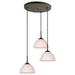 Woodbridge Lighting Alexis 3-Light Metal Pendant in Bronze/White