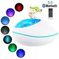 8 Colors Changing Lucky Stone Ocean Wave Projector 12 LED with Remote Control Night Light Projector Bluetooth 5.0 With Built-in Music Player by DA BOOM White