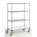 24 Deep x 72 Wide x 69 High 1200 lb Capacity Mobile Unit with 3 Wire Shelves and 1 Solid Shelf