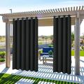 (4 Panel) Gazebo Patio Outdoor Curtains -Waterproof Garden Blackout Thermal Insulated Sun Shades Grommet Privacy Curtain for Pergola Porch Black W52 x L84 in