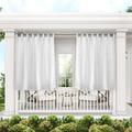 Exclusive Home Curtains Indoor/Outdoor Solid Cabana Tab Top Curtain Panel Pair 54x132 White