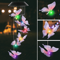 SUGARDAY Solar Wind Chimes Waterproof for Garden Outdoor Decorations Butterfly Discolor Wind Chime Hanging