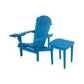 W Unlimited Earth Wooden Patio Adirondack Chair with End Table in Sky Blue
