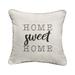 18 White and Black Sunbrella Home Sweet Home Canvas Natural Corded Indoor and Outdoor Square Throw Pillow