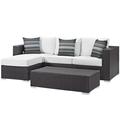 Lounge Sectional Sofa and Table Set Rattan Wicker Dark Brown White Modern Contemporary Urban Design Outdoor Patio Balcony Cafe Bistro Garden Furniture Hotel Hospitality