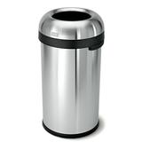 simplehuman 60 Liter / 16 Gallon Bullet Open Top Trash Can Commercial Grade Heavy Gauge Brushed Stainless Steel