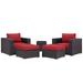 Modern Contemporary Urban Design Outdoor Patio Balcony Five PCS Sectional Sofa Set Red Rattan