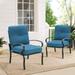 SUNCROWN Patio Chairs Outdoor Wrought Iron Dining Chairs with Peacock Blue Cushions Set of 2