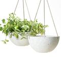 La Jolie Muse Hanging Planters for Indoor Plants - Flower Pots Outdoor 10 inch Garden Planters and Pots Speckled White Set of 2