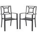 YODOLLA Set of 2 Outdoor Patio Dining Chairs Arm Chairs with Heavy-Duty Metal Frame for Poolside Backyard Balcony Garden Porch Black