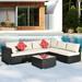 Hommoo Outdoor Patio Furniture Set Pe Rattan and Wicker Upholstered Sofa Cover Expresso&Beige