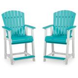 Signature Design by Ashley Casual Eisely Outdoor Counter Height Bar Stool (Set of 2) Turquoise/White