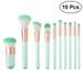 10 Pcs Cosmetic Brush Set Powder Foundation Concealer Blush Eyebrow Eye Shadow Brush kit (T-10-121 Mint Green)
