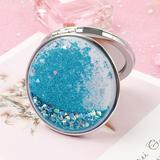 Quicksand Makeup Mirror Double Sided Handheld Compact Cosmetic Mirror Glitter Foldable Hand Mirror Portable Travel Purse Mirror