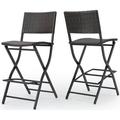 Noble House Margarita Outdoor Multi Brown Wicker Barstools (Set of 2)