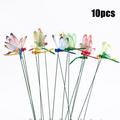 10PCS Dragonfly Stakes Outdoor Yard Planter Flower Pot Bed Garden Decor Yard Art