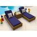 Malmo 3-Piece Resin Wicker Outdoor Patio Furniture Set Two Chaise Lounge Chairs and Side Table (Full-Round Natural Wicker Sunbrella Canvas Navy)