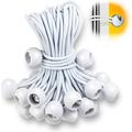 SEELOK 50 PCS Ball Bungee Cords 8 Inch Heavy Duty Bungie Cord Balls Tarp Canopy Tie Down Strap for Camping Shelter Cargo White
