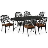 Homestyles Capri Aluminum 7 Piece Outdoor Dining Set in Charcoal