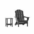 WestinTrends Malibu 2-Pieces Adirondack Chair Set with Side Table All Weather Outdoor Seating Plastic Patio Lawn Chair Folding for Outside Porch Deck Backyard Gray