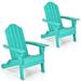 Gymax 2PCS Patio Folding Adirondack Chair Weather Resistant Cup Holder Yard Turquoise