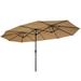 Patio Umbrella Outdoor Table Umbrella Large Double-Sided Rectangular Umbrella Outdoor Twin Patio Market Umbrella W/Crank 15 x 9Ft Taupe