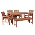 Walker Edison 6-Piece Chevron Outdoor Patio Dining Set in Brown